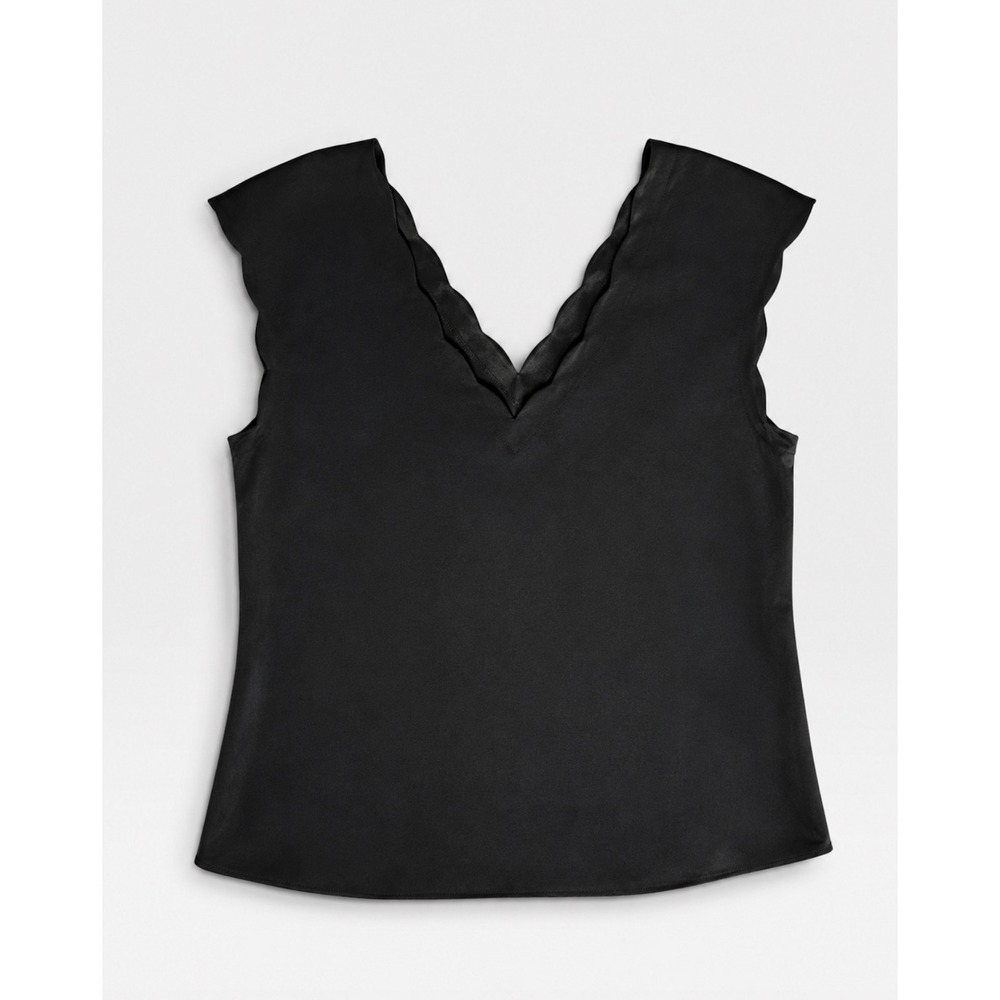 Express Women's Small Black V Neck Ruffle Sleeveless Blouse Top